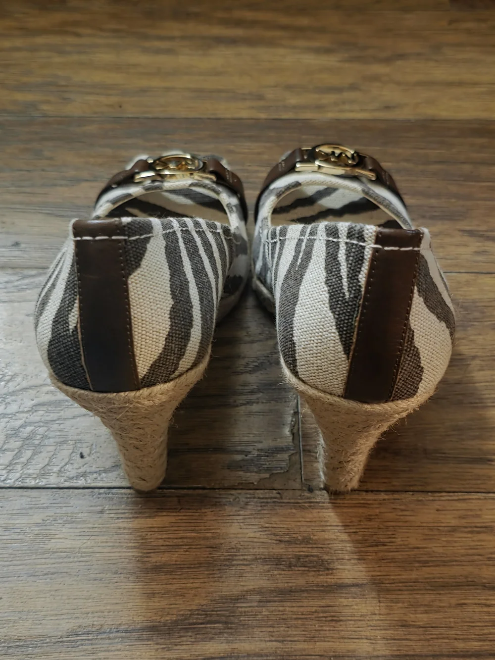 Michael Kors Women's Zebra Print Peep-Toe Pumps in Black and White Size 8